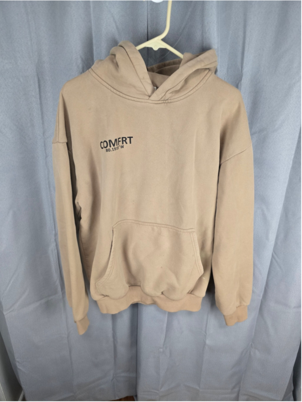 Men's Comfrt Beige Hoodie Sweatshirt Size M